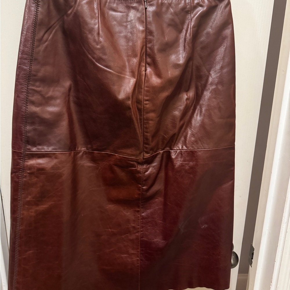 GAP Rich Brown Leather Pencil Skirt